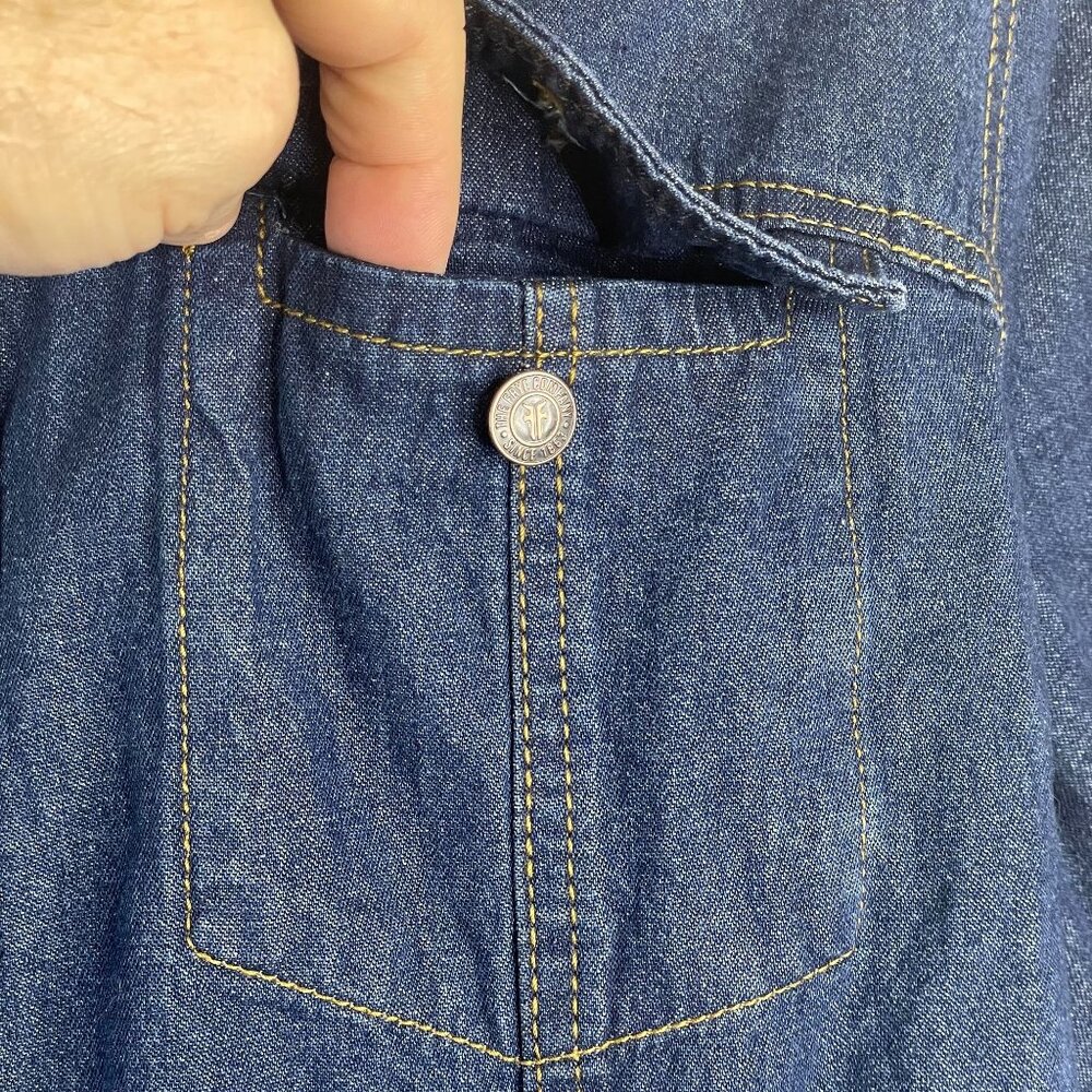 Frye Heritage Denim Dress Womens XXL Blue Jean Button Up Cowgirl Western Casual - Picture 3 of 12